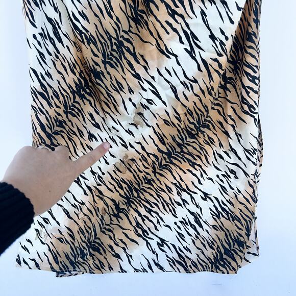 Cami NYC Lenzy Tiger Halter Midi Dress Silk Rosette Cheetah Leopard Slinky XS - Picture 7 of 9